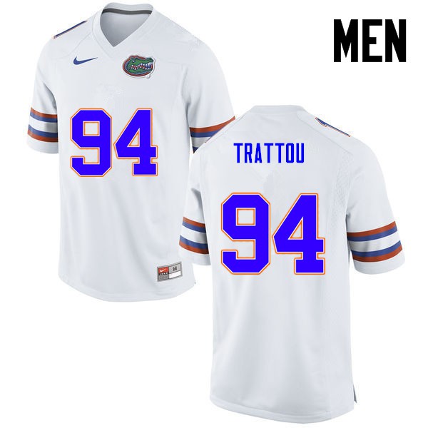 Florida Gators Men #94 Justin Trattou College Football White